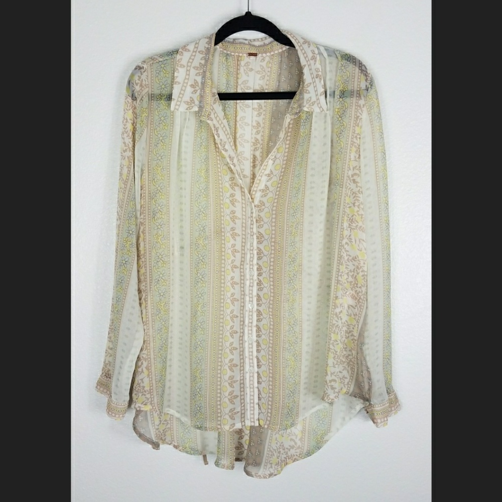 Free People Sheer floral blouse